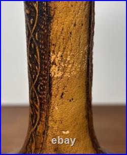 VTG 1980's Italian Green Glass Decanter Set Leather Wrapped With Serving Tray