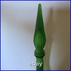 VTG 20 Green Empoli Italy Bubble Glass Genie Bottle MCM 1960s Art Decanter