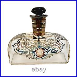 VTG Art Deco Sterling Silver Overlay Glass Perfume Bottle/Liquor Decanter & Tray