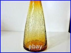 VTG BLENKO 920S DECANTER'50s TANGERINE AMBERINA CRACKLE GLASS STOPPER 11 1/8H