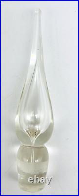 VTG Bischoff Art Glass Decanter Smoke Brown withClear Stopper 16 Tall withStopper