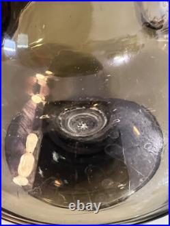 VTG Bischoff Art Glass Decanter Smoke Brown withClear Stopper 16 Tall withStopper