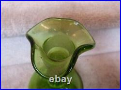 VTG Blenko Glass #37 Green Glass Decanter Genie Bottle Teardrop Stopper 14.5