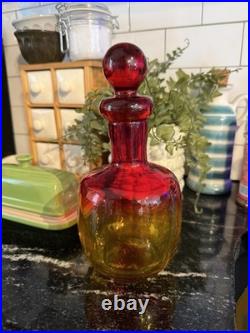 VTG Blenko Glass Tangerine Hand Blown Decanter