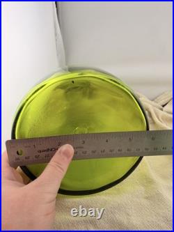 VTG Blenko Olive Green Art Glass Decanter Ball Stopper 14 In