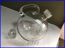 VTG Cambridge Glass USA Roly Poly Cordial Round Ball Decanter & 6 Cups