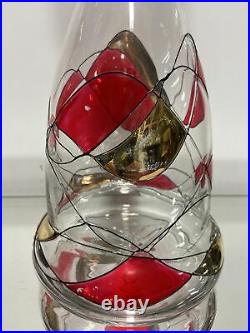VTG. Crystal ROMANIAN 24k Stained Glass DECANTER LIQUOR Barware