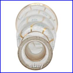 VTG Czech Crackle Glass Decanter 24K Gold Trim Blue Enamel Flowers Bohemian 13