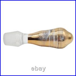 VTG Czech Crackle Glass Decanter 24K Gold Trim Blue Enamel Flowers Bohemian 13