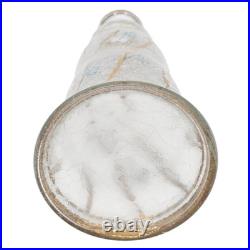 VTG Czech Crackle Glass Decanter 24K Gold Trim Blue Enamel Flowers Bohemian 13