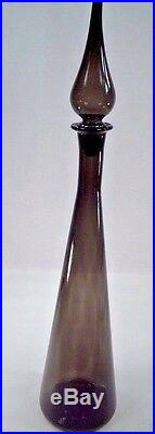 VTG Dark Smoky Amethyst Glass Italy Mid Century 27 Floor Genie Bottle Decanter