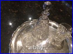 VTG EAPG Crystal Pinwheel Conical Shaped Decanter withMatching Whiskey Glasses