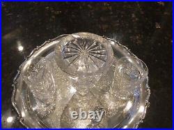 VTG EAPG Crystal Pinwheel Conical Shaped Decanter withMatching Whiskey Glasses