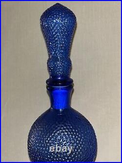 VTG EMPOLI ITALIAN COBALT BLUE WithGRAPES & CHERRY PATTERN DECANTER/ BOTTLE 24