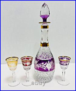 VTG Ebeling & Reuss Marchioness Bohemian Crystal Wine Decanter & 3 Cordials