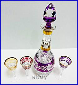 VTG Ebeling & Reuss Marchioness Bohemian Crystal Wine Decanter & 3 Cordials