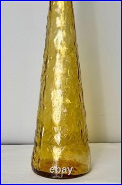 VTG Empoli Guilder Italy Amber Textured Art Glass Genie Bottle Decanter 22 Labe