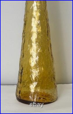 VTG Empoli Guilder Italy Amber Textured Art Glass Genie Bottle Decanter 22 Labe