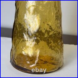 VTG Empoli Guilder Italy Amber Textured Art Glass Genie Bottle Decanter 22 Labe