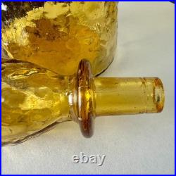 VTG Empoli Guilder Italy Amber Textured Art Glass Genie Bottle Decanter 22 Labe