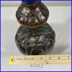 VTG Empoli Italy Brown Glass Leather COGNAC Decanter Bottle 14.5 Intact Stopper