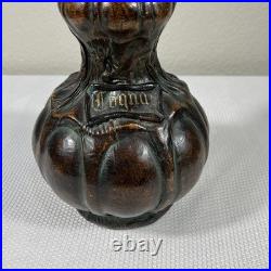 VTG Empoli Italy Brown Glass Leather COGNAC Decanter Bottle 14.5 Intact Stopper