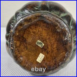 VTG Empoli Italy Brown Glass Leather COGNAC Decanter Bottle 14.5 Intact Stopper