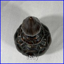 VTG Empoli Italy Brown Glass Leather COGNAC Decanter Bottle 14.5 Intact Stopper