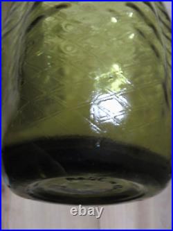 VTG Empoli Olive Avocado Green Fish Net Optic Decanter Wave Stopper 22.5 READ