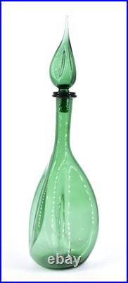 VTG Empoli Pinched Genie Bottle Decanter Green withTeardrop Stopper 20 READ