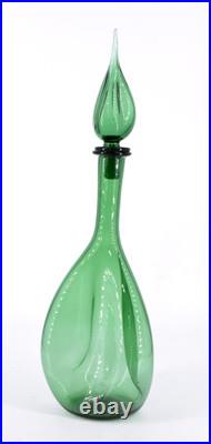 VTG Empoli Pinched Genie Bottle Decanter Green withTeardrop Stopper 20 READ