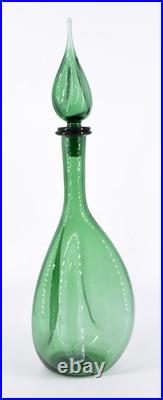VTG Empoli Pinched Genie Bottle Decanter Green withTeardrop Stopper 20 READ