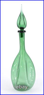 VTG Empoli Pinched Genie Bottle Decanter Green withTeardrop Stopper 20 READ