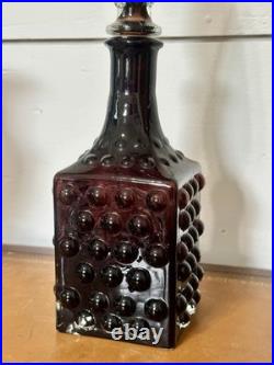 VTG Empoli Purple Amethyst Hobnail Decanter Genie Bottle Hand Blown 15 In MCM