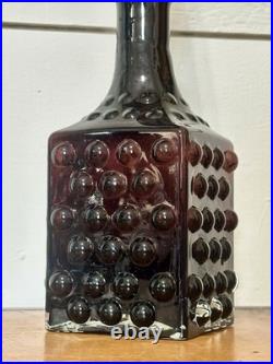 VTG Empoli Purple Amethyst Hobnail Decanter Genie Bottle Hand Blown 15 In MCM