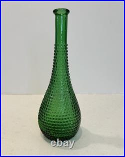 VTG Empoli Verde Genie Bottle Diamond Hobnail MCM Italian Glass Decanter