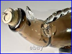 VTG Glass Pig Bottle Decanter Handmade Kumela Rihimaki made in Finland Art Glass