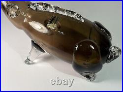 VTG Glass Pig Bottle Decanter Handmade Kumela Rihimaki made in Finland Art Glass