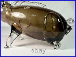 VTG Glass Pig Bottle Decanter Handmade Kumela Rihimaki made in Finland Art Glass