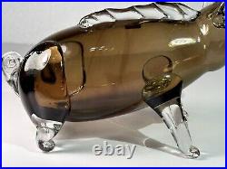 VTG Glass Pig Bottle Decanter Handmade Kumela Rihimaki made in Finland Art Glass