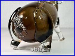 VTG Glass Pig Bottle Decanter Handmade Kumela Rihimaki made in Finland Art Glass