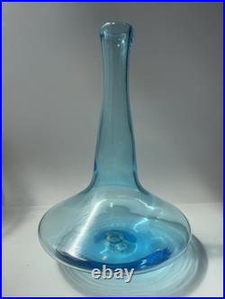 VTG. Greenwich 6534 S 11 Aqua Blue Ship Decanter MCM Art Glass. Genie Bottle