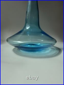 VTG. Greenwich 6534 S 11 Aqua Blue Ship Decanter MCM Art Glass. Genie Bottle