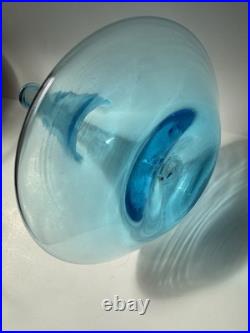 VTG. Greenwich 6534 S 11 Aqua Blue Ship Decanter MCM Art Glass. Genie Bottle