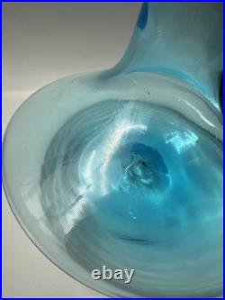 VTG. Greenwich 6534 S 11 Aqua Blue Ship Decanter MCM Art Glass. Genie Bottle