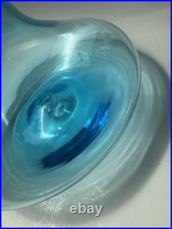 VTG. Greenwich 6534 S 11 Aqua Blue Ship Decanter MCM Art Glass. Genie Bottle