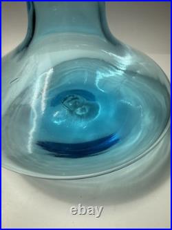 VTG. Greenwich 6534 S 11 Aqua Blue Ship Decanter MCM Art Glass. Genie Bottle