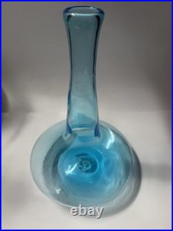 VTG. Greenwich 6534 S 11 Aqua Blue Ship Decanter MCM Art Glass. Genie Bottle