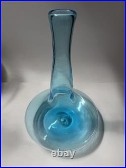 VTG. Greenwich 6534 S 11 Aqua Blue Ship Decanter MCM Art Glass. Genie Bottle