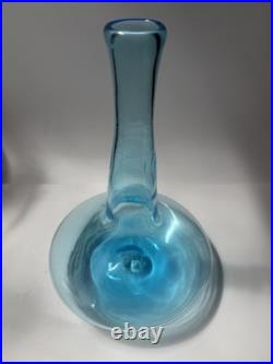 VTG. Greenwich 6534 S 11 Aqua Blue Ship Decanter MCM Art Glass. Genie Bottle